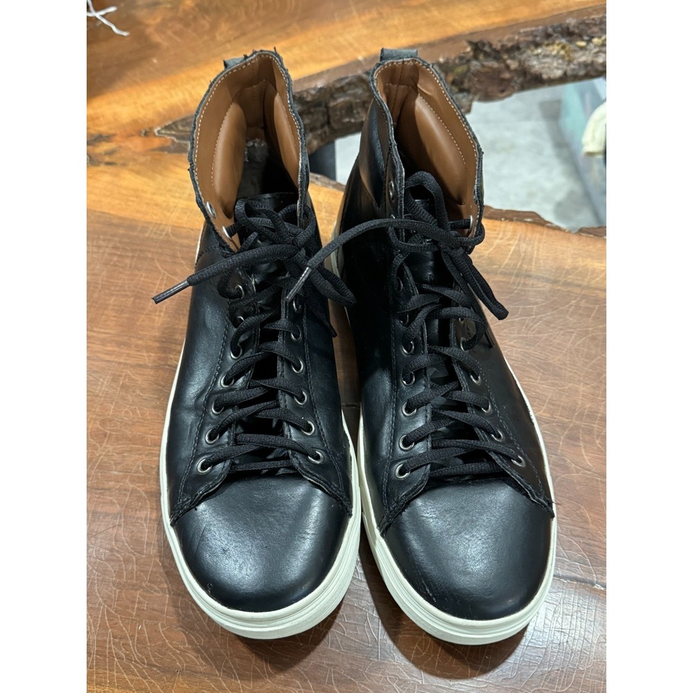 Perry Ellis America Olson High-Top Sneakers – Black Leather Men's Size 10.5 Casu